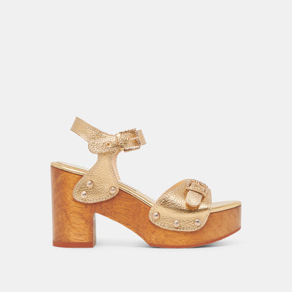 YANDY HEELS GOLD LEATHER | Dolce Vita