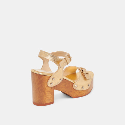YANDY HEELS GOLD LEATHER | Dolce Vita