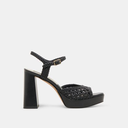 PEYTEN WIDE HEELS BLACK WOVEN STELLA | Dolce Vita