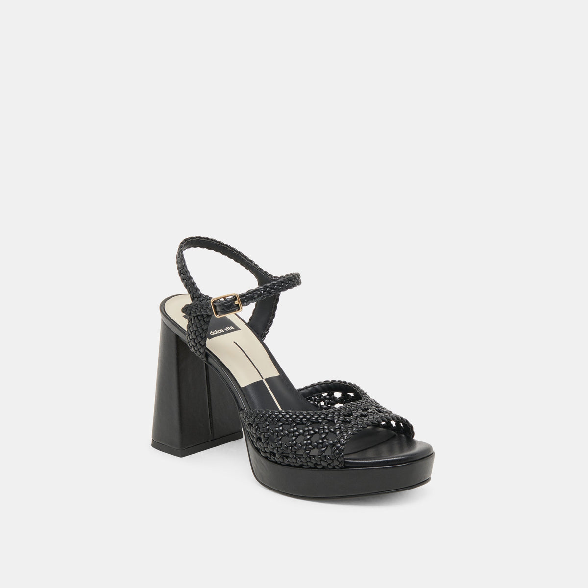 PEYTEN WIDE HEELS BLACK WOVEN STELLA | Dolce Vita