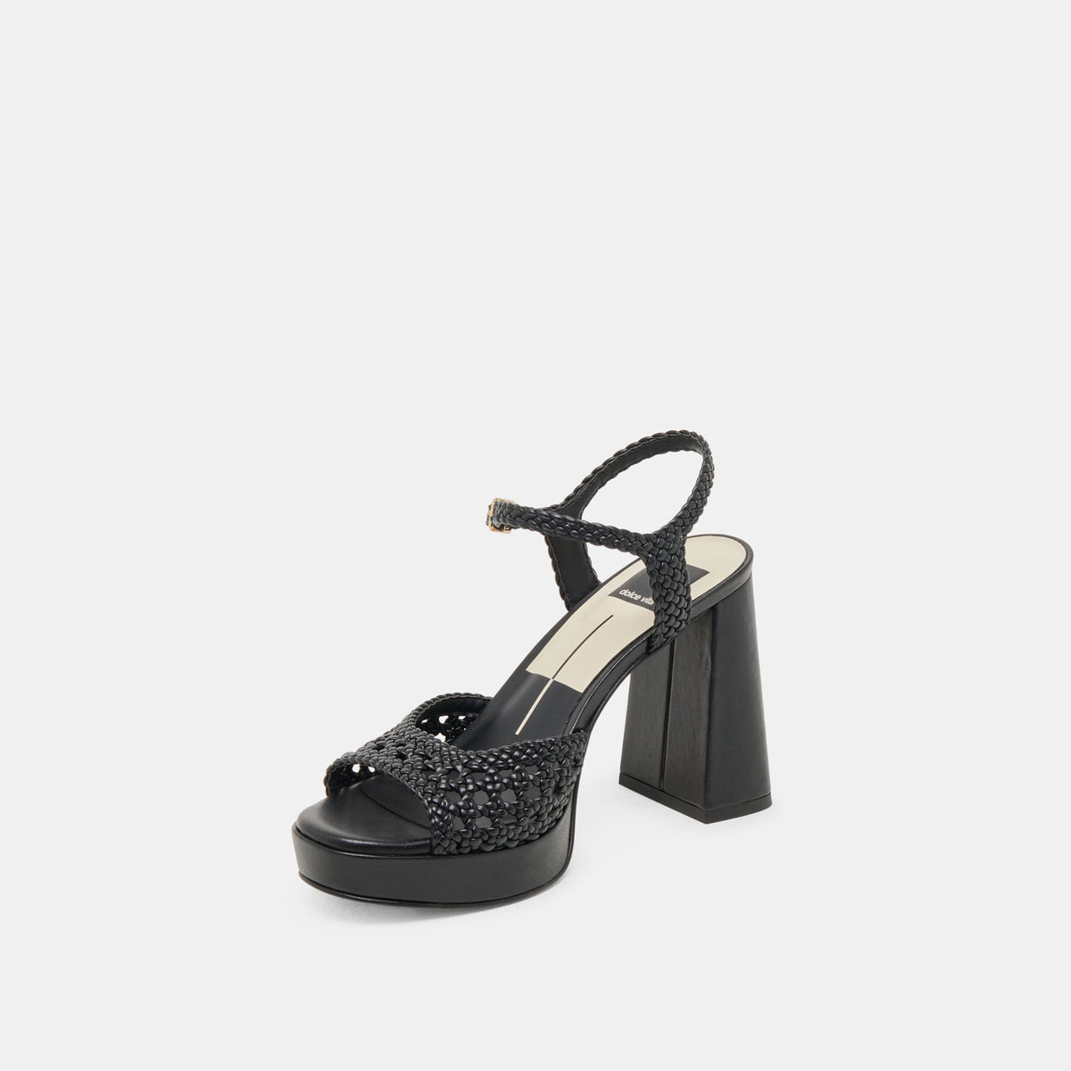 PEYTEN WIDE HEELS BLACK WOVEN STELLA | Dolce Vita