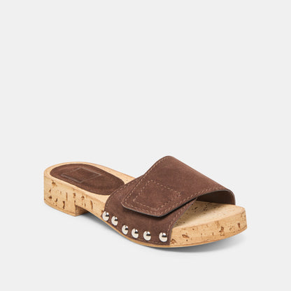 Sandy Dk Brown Suede Sandals | Dolce Vita