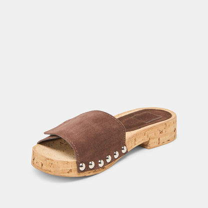 Sandy Dk Brown Suede Sandals | Dolce Vita