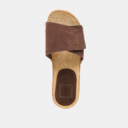 Sandy Dk Brown Suede Sandals | Dolce Vita