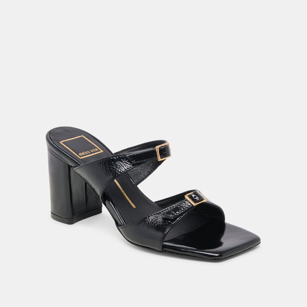 SHANE HEELS MIDNIGHT CRINKLE PATENT | Dolce Vita