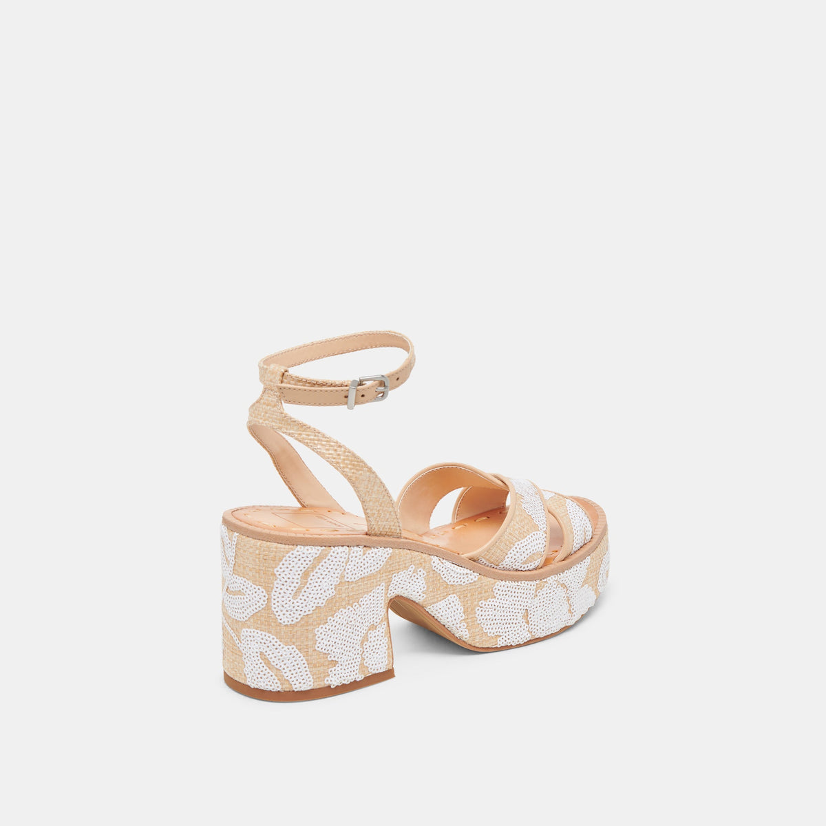 ENIKO HEELS NATURAL MULTI FLORAL SEQUIN | Dolce Vita
