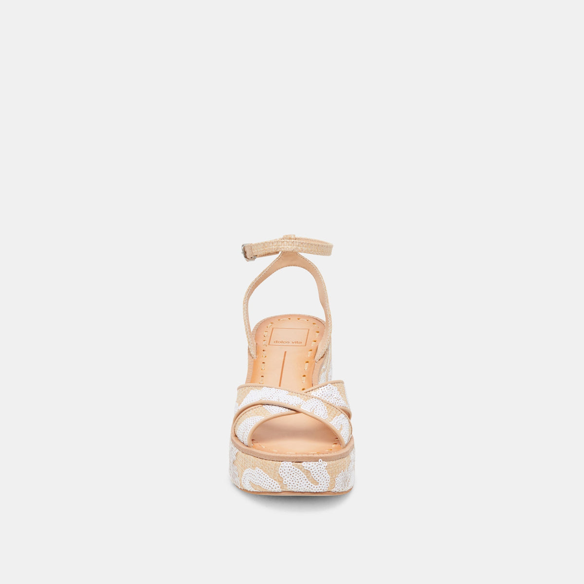 ENIKO HEELS NATURAL MULTI FLORAL SEQUIN | Dolce Vita