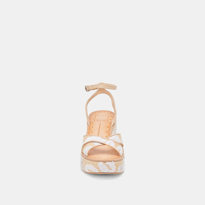 ENIKO HEELS NATURAL MULTI FLORAL SEQUIN | Dolce Vita