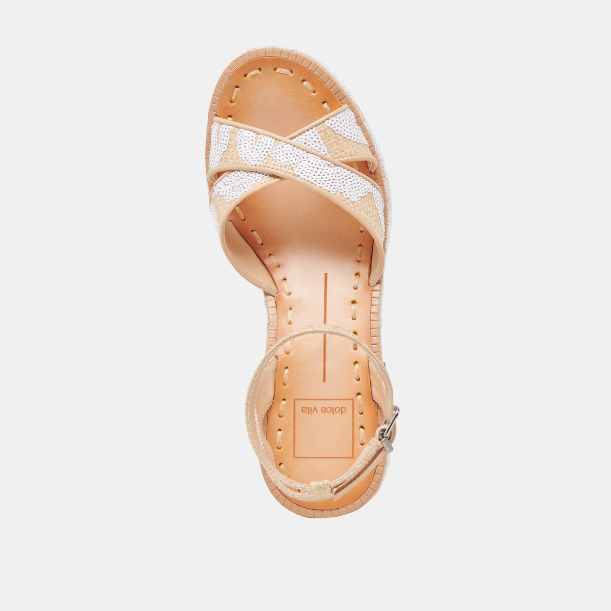 ENIKO HEELS NATURAL MULTI FLORAL SEQUIN | Dolce Vita