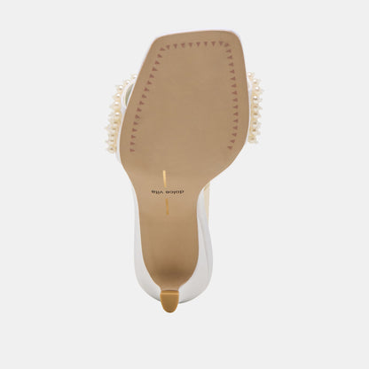 Rexa Pearl Off White Satin Heels | Dolce Vita