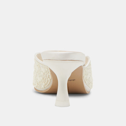 CLAYTN PEARL HEELS TRUE WHITE SATIN | Dolce Vita