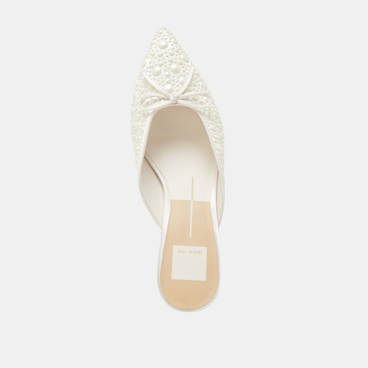 CLAYTN PEARL HEELS TRUE WHITE SATIN | Dolce Vita