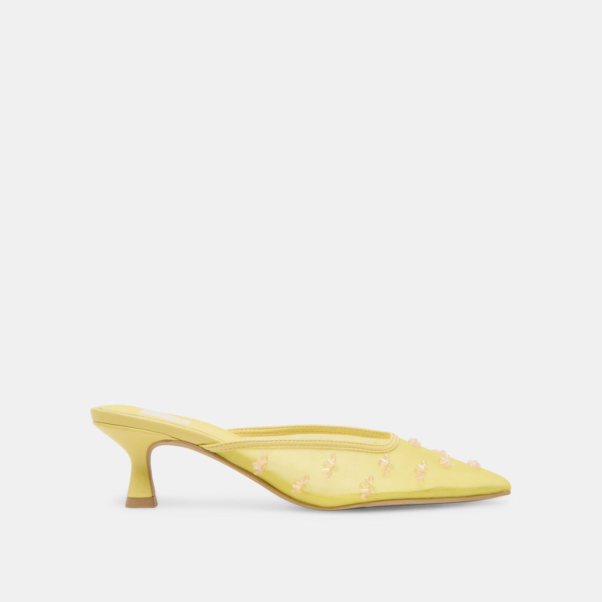 CLARA WIDE HEELS LEMON MESH | Dolce Vita