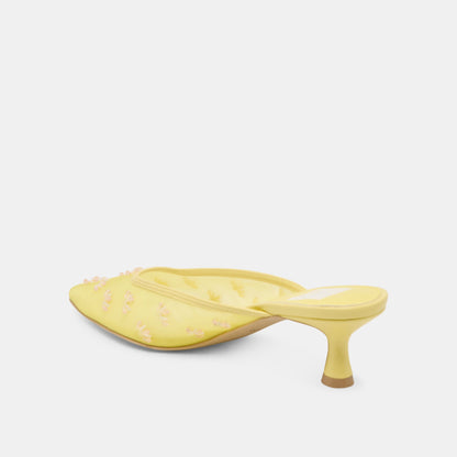 CLARA WIDE HEELS LEMON MESH | Dolce Vita