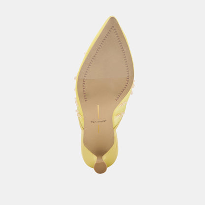 CLARA WIDE HEELS LEMON MESH | Dolce Vita
