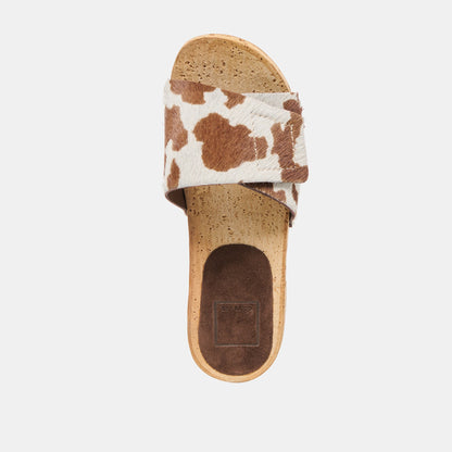 Sandy Cocoa Taurus Calf Hair Sandals | Dolce Vita