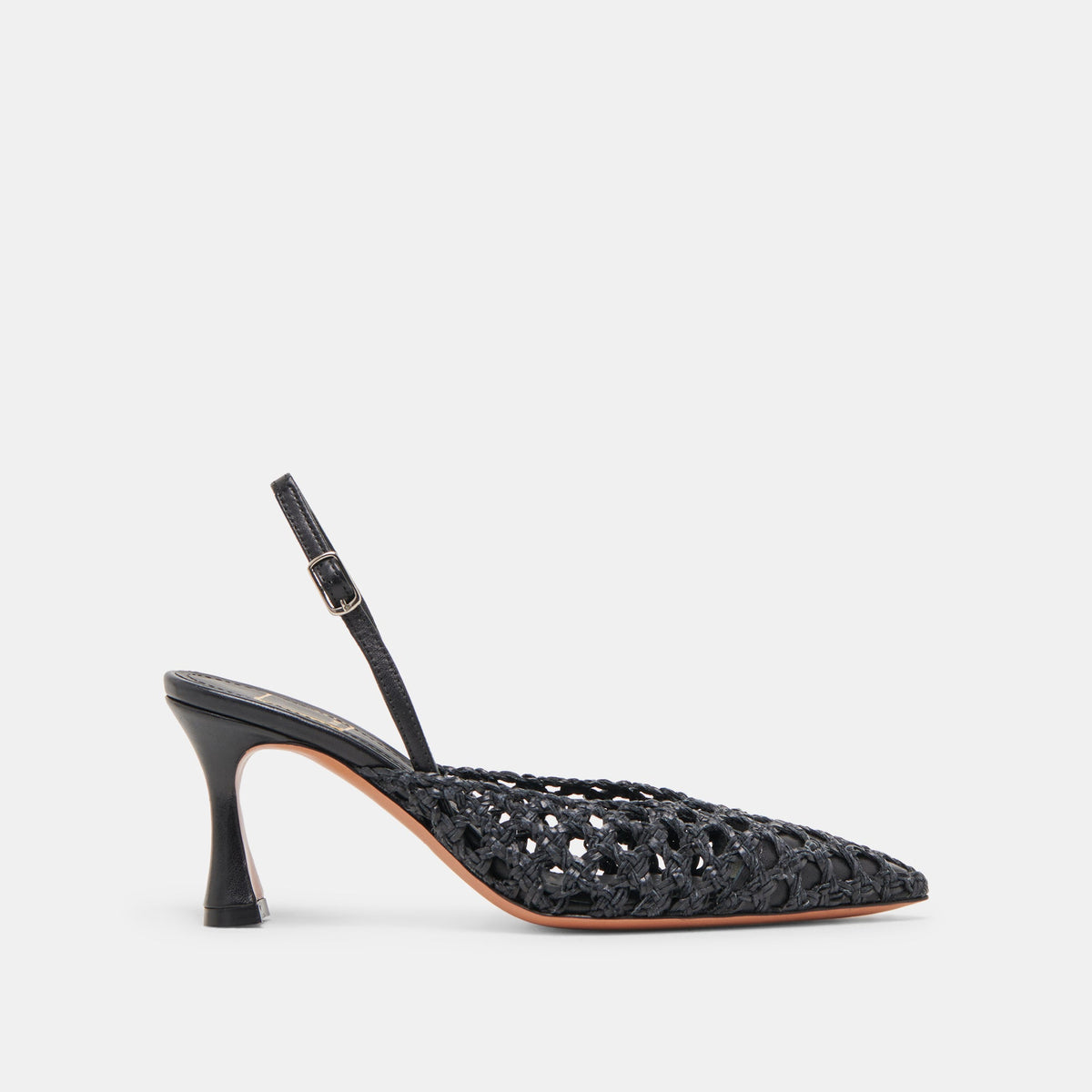 GLORIA HEELS BLACK WOVEN | Dolce Vita