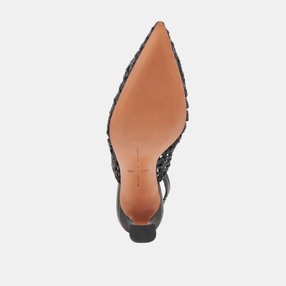 GLORIA HEELS BLACK WOVEN | Dolce Vita