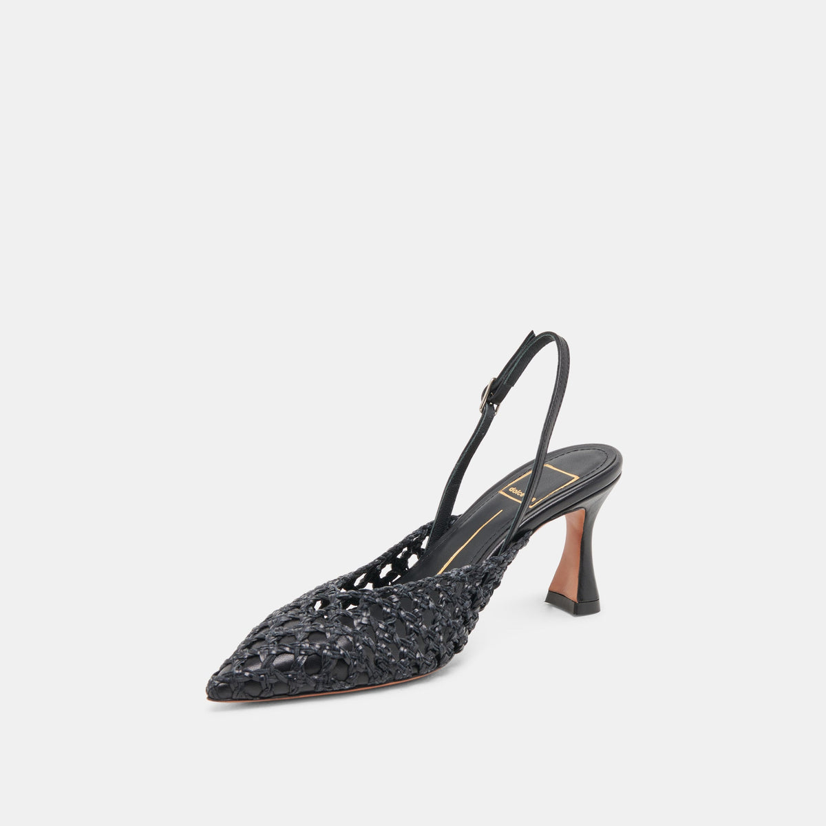GLORIA HEELS BLACK WOVEN | Dolce Vita