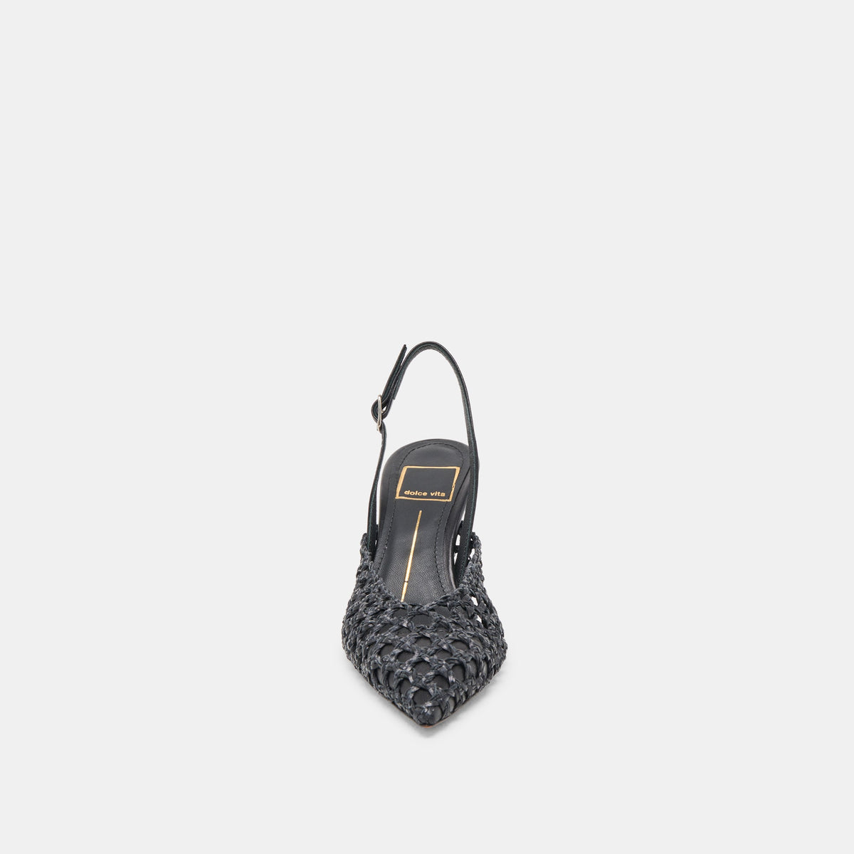 GLORIA HEELS BLACK WOVEN | Dolce Vita