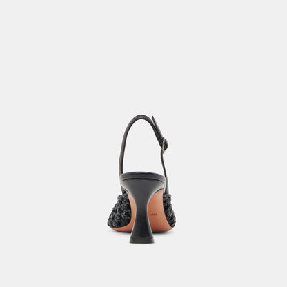 GLORIA HEELS BLACK WOVEN | Dolce Vita
