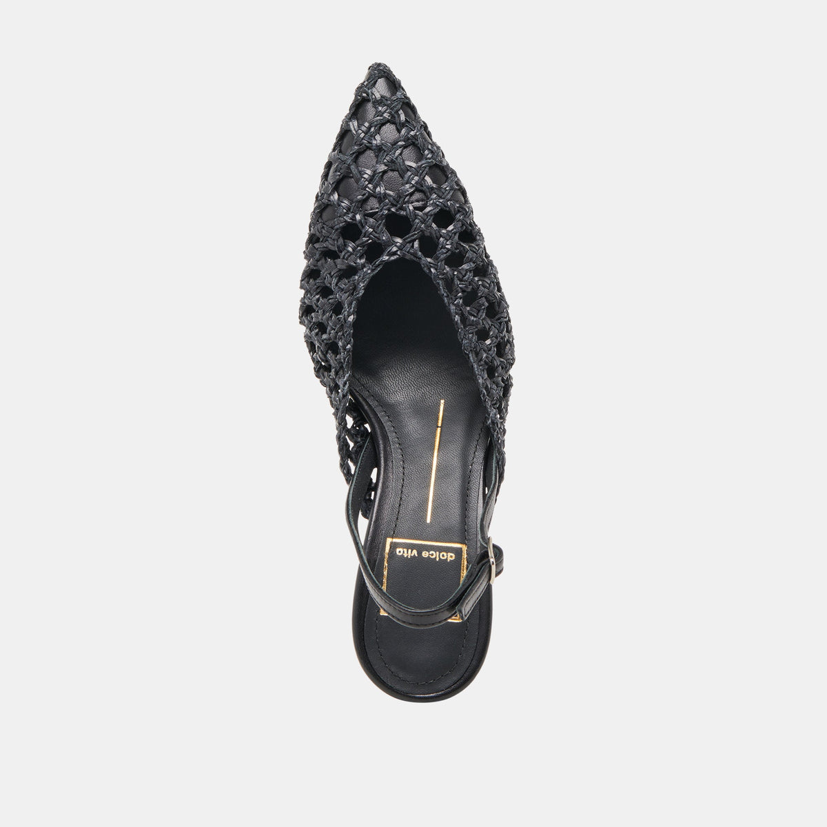 GLORIA HEELS BLACK WOVEN | Dolce Vita
