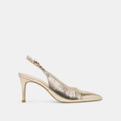 ELASI HEELS LIGHT GOLD CRINKLE PATENT | Dolce Vita