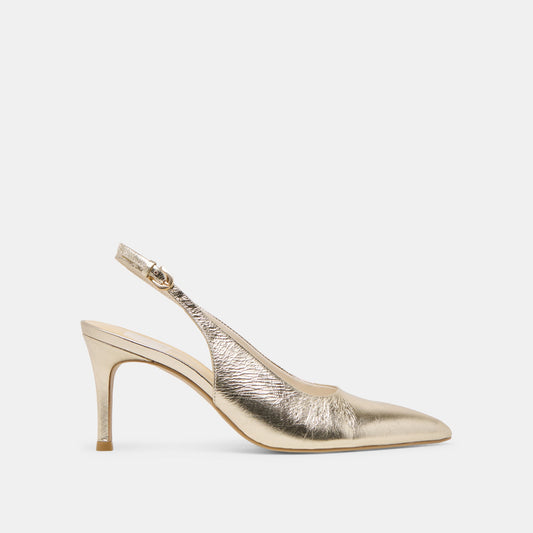 ELASI HEELS LIGHT GOLD CRINKLE PATENT | Dolce Vita