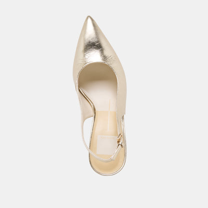ELASI HEELS LIGHT GOLD CRINKLE PATENT | Dolce Vita