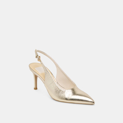 ELASI HEELS LIGHT GOLD CRINKLE PATENT | Dolce Vita