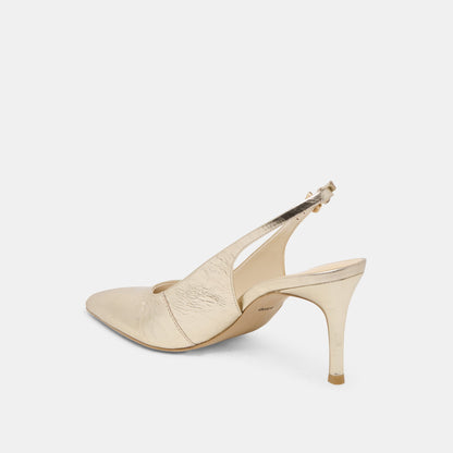 ELASI HEELS LIGHT GOLD CRINKLE PATENT | Dolce Vita