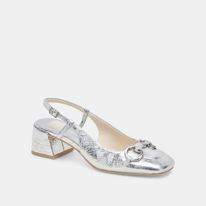 MELLI HEELS SILVER DISTRESSED LEATHER | Dolce Vita