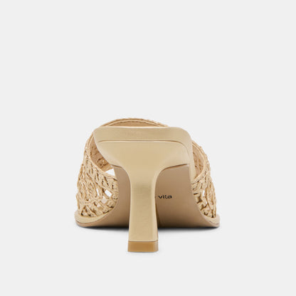 MAYLAH HEELS LIGHT GOLD MACRAME | Dolce Vita