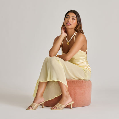 MAYLAH HEELS LIGHT GOLD MACRAME | Dolce Vita
