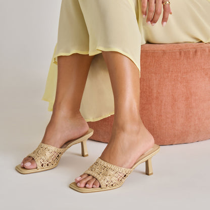 MAYLAH HEELS LIGHT GOLD MACRAME | Dolce Vita