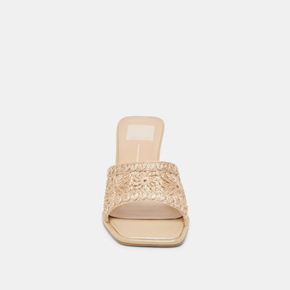 MAYLAH HEELS LIGHT GOLD MACRAME | Dolce Vita