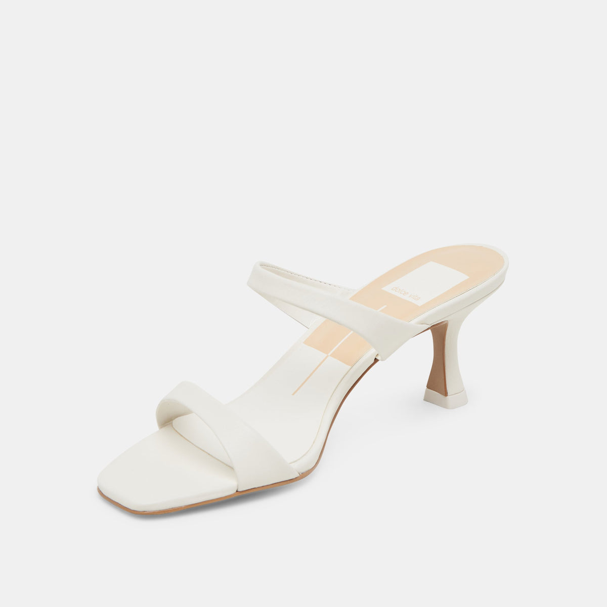Genora Wide White Leather Heels | Dolce Vita