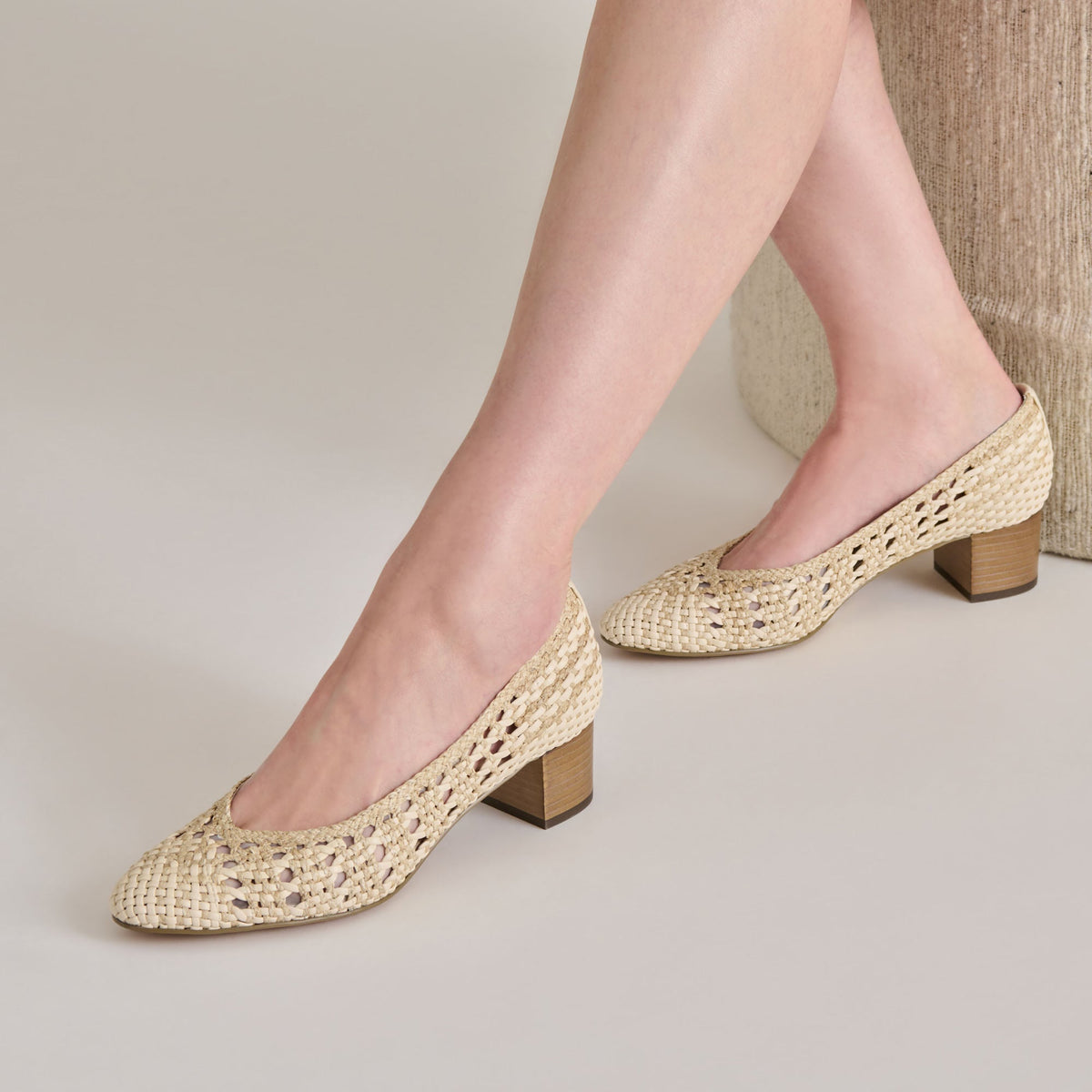 Lula Ivory Multi Woven Raffia Heels | Dolce Vita