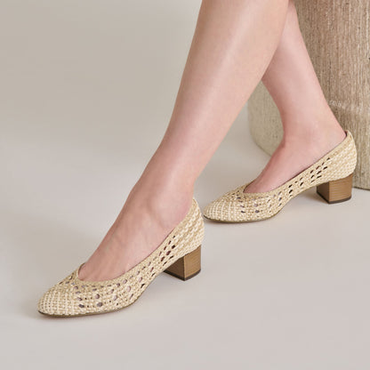 Lula Ivory Multi Woven Raffia Heels | Dolce Vita