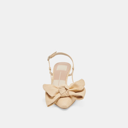 ODELA BOW HEELS NATURAL WOVEN RAFFIA | Dolce Vita
