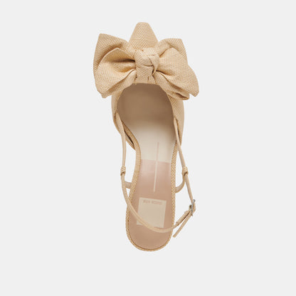 ODELA BOW HEELS NATURAL WOVEN RAFFIA | Dolce Vita