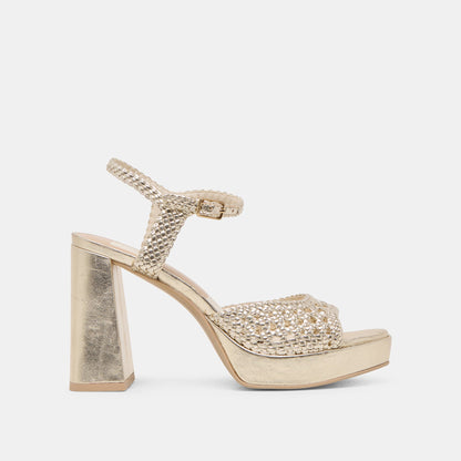 PEYTEN HEELS LIGHT GOLD WOVEN STELLA | Dolce Vita