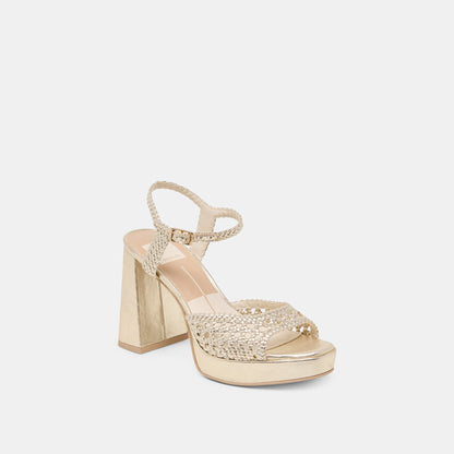 PEYTEN HEELS LIGHT GOLD WOVEN STELLA | Dolce Vita