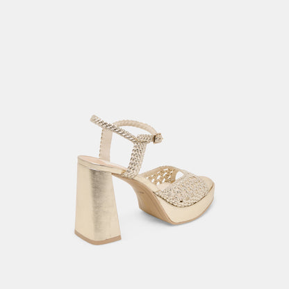 PEYTEN HEELS LIGHT GOLD WOVEN STELLA | Dolce Vita