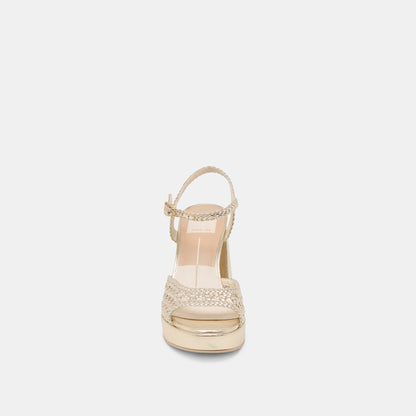 PEYTEN HEELS LIGHT GOLD WOVEN STELLA | Dolce Vita