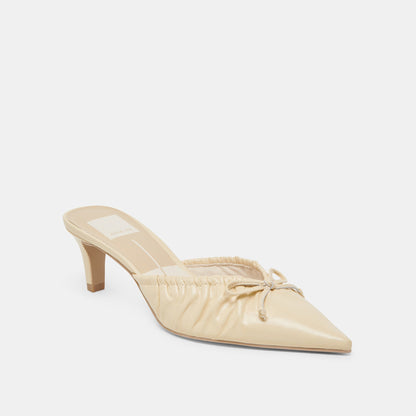 KAIRI MID HEELS LIGHT YELLOW CRINKLE PATENT | Dolce Vita