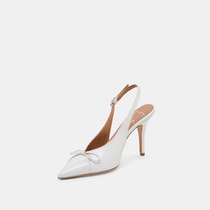 GEENA HEELS WHITE LEATHER | Dolce Vita