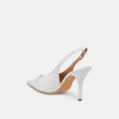 GEENA HEELS WHITE LEATHER | Dolce Vita