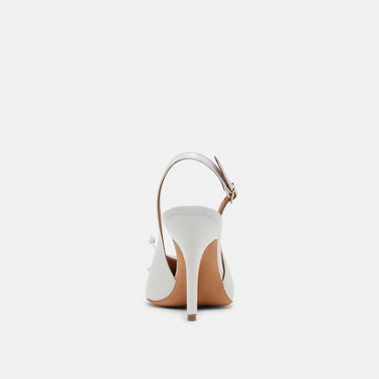 GEENA HEELS WHITE LEATHER | Dolce Vita