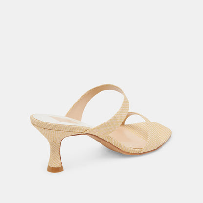 Genora Lt Natural Woven Raffia Heels | Dolce Vita